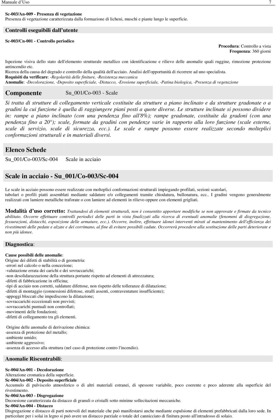 identificazione e rilievo delle anomalie quali ruggine, rimozione protezione antincendio etc. Ricerca della causa del degrado e controllo della qualità dell'acciaio.