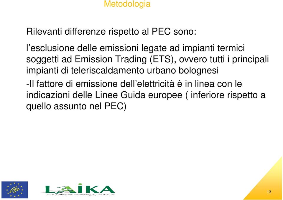 di teleriscaldamento urbano bolognesi -Il fattore di emissione dell elettricità è in linea