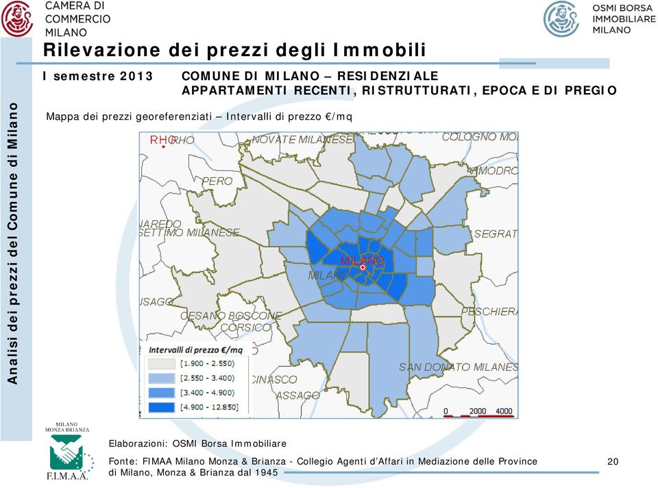 Analisi dei prezzi del Comune di Milano Mappa