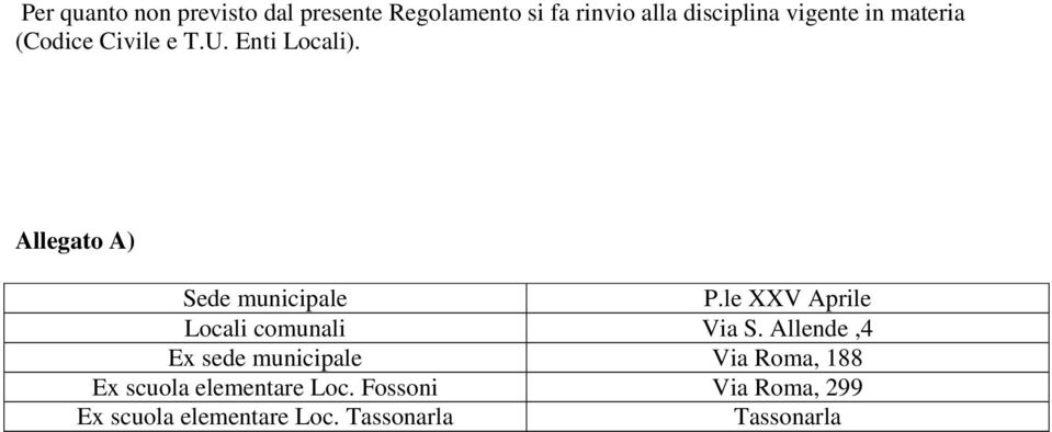 le XXV Aprile Locali comunali Via S.