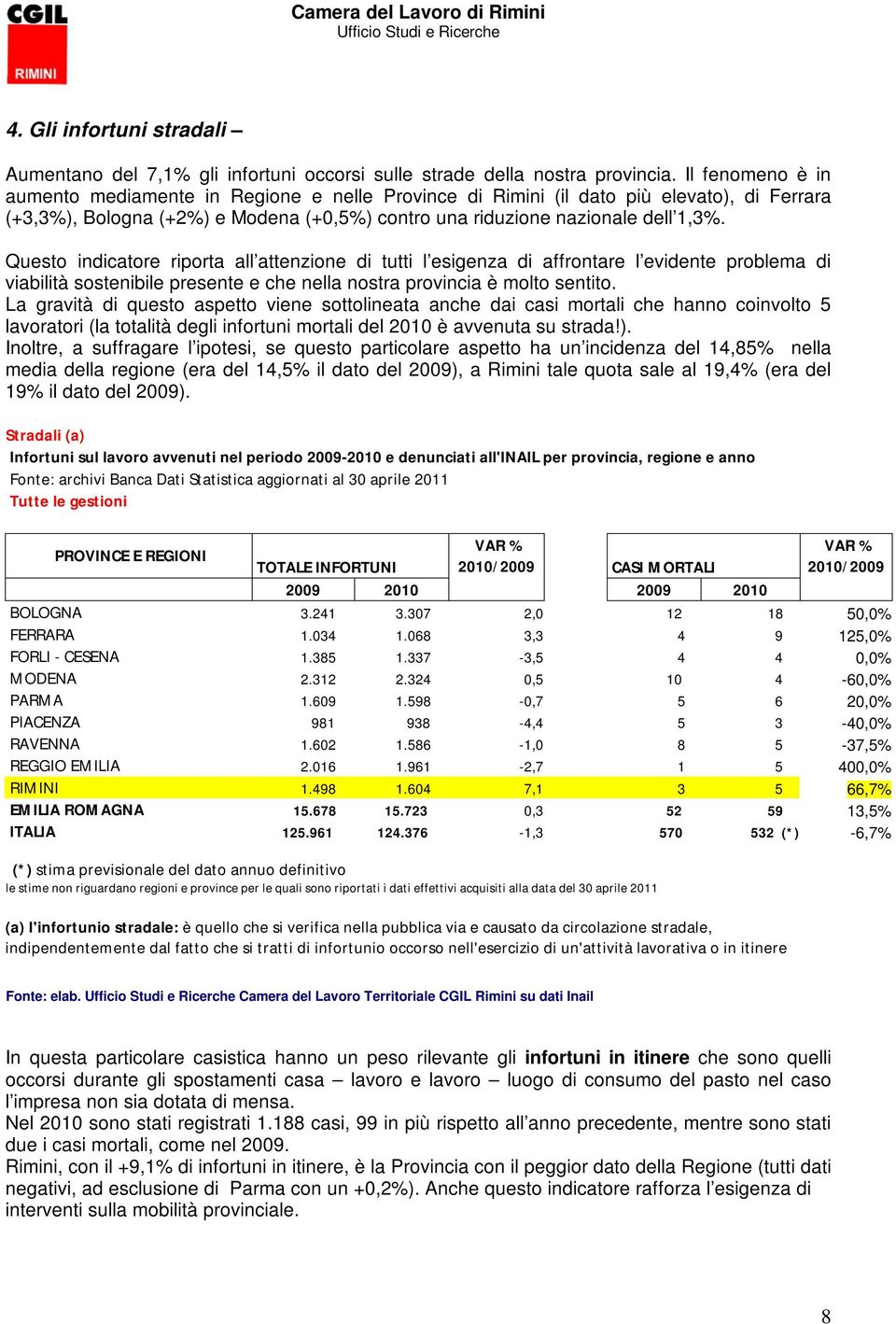 Questo indicatore riporta all attenzione di tutti l esigenza di affrontare l evidente problema di viabilità sostenibile presente e che nella nostra provincia è molto sentito.