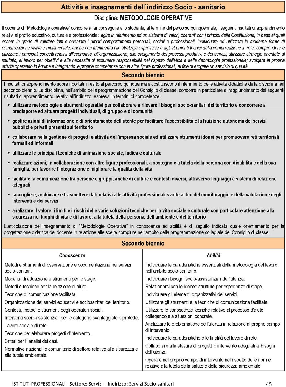 in base ai quali essere in grado di valutare fatti e orientare i propri comportamenti personali, sociali e professionali; individuare ed utilizzare le moderne forme di comunicazione visiva e