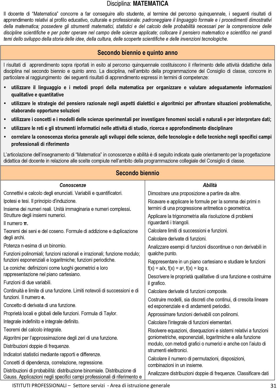 per la comprensione delle discipline scientifiche e per poter operare nel campo delle scienze applicate; collocare il pensiero matematico e scientifico nei grandi temi dello sviluppo della storia