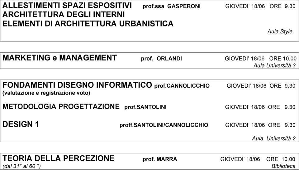 00 Aula Università 3 FONDAMENTI DISEGNO INFORMATICO prof.cannolicchio GIOVEDI 18/06 ORE 9.