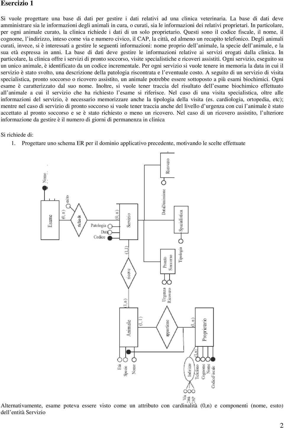 In particolare, per ogni animale curato, la clinica richiede i dati di un solo proprietario.