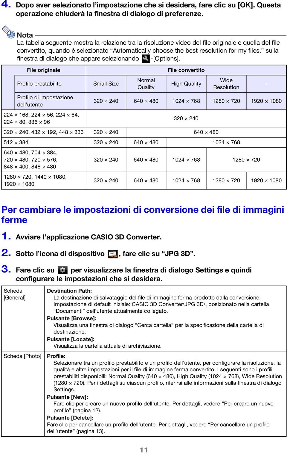 sulla finestra di dialogo che appare selezionando -[Options].