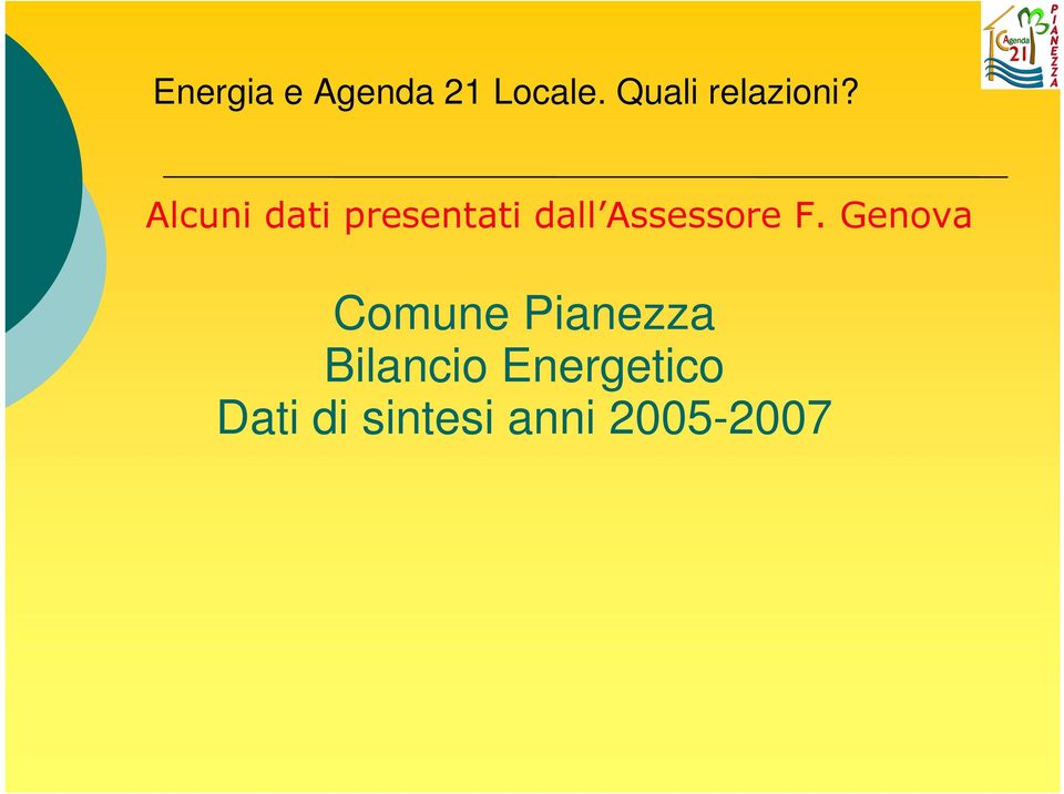 Alcuni dati presentati dall Assessore F.