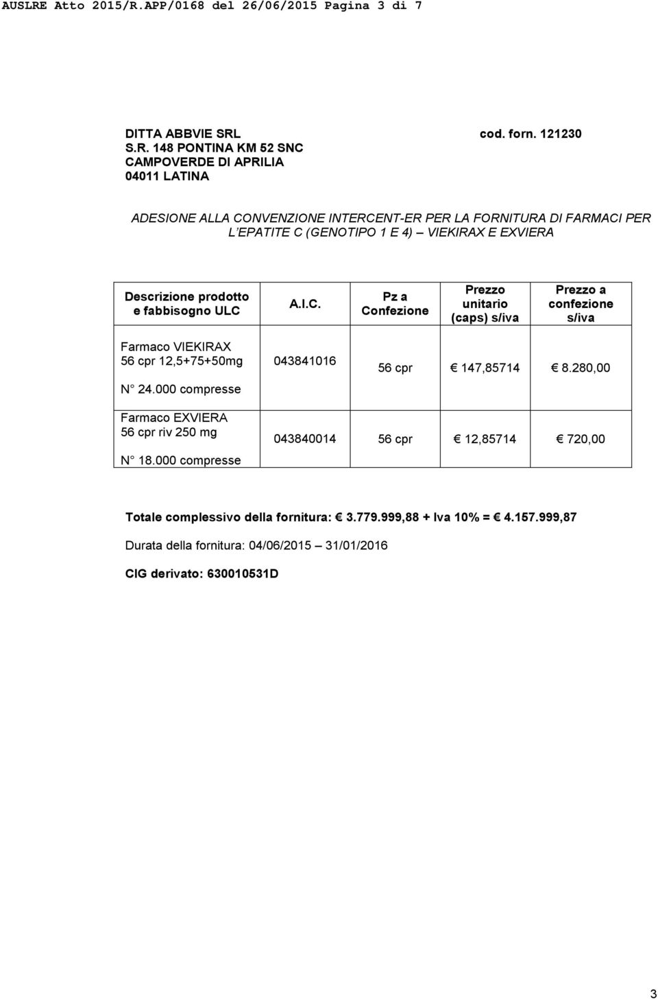 APP/0168 del 26/06/2015 Pagina 3 di 7 DITTA ABBVIE SRL