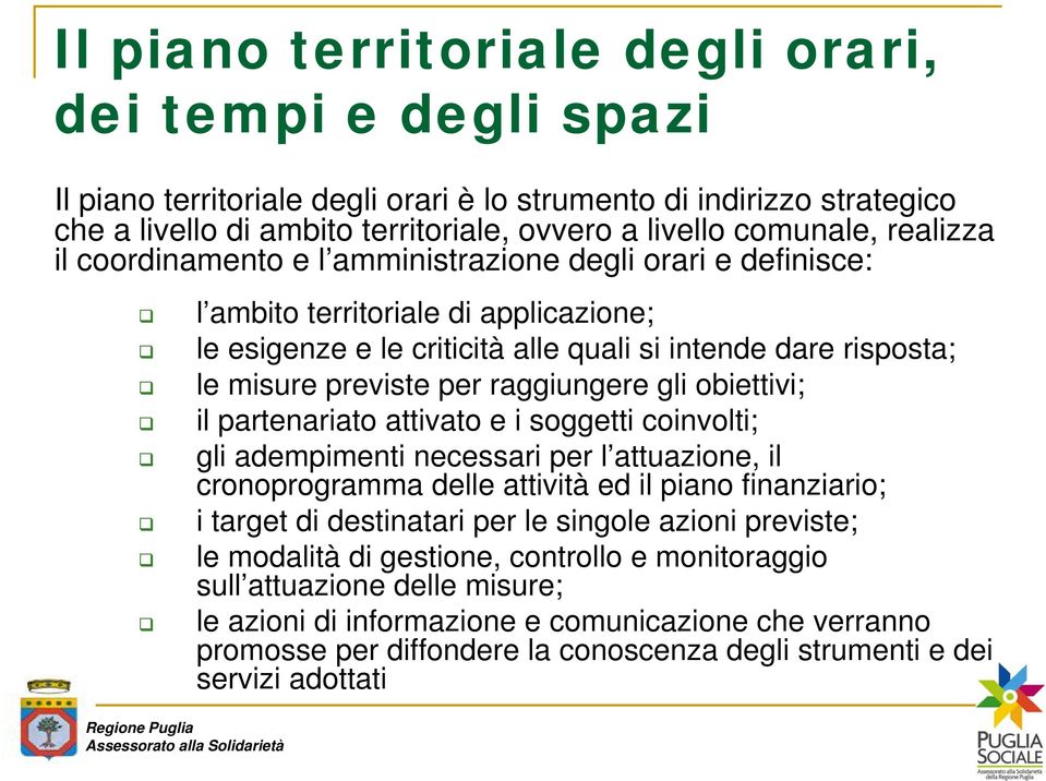 raggiungere gli obiettivi; il partenariato attivato e i soggetti coinvolti; gli adempimenti necessari per l attuazione, il cronoprogramma delle attività ed il piano finanziario; i target di