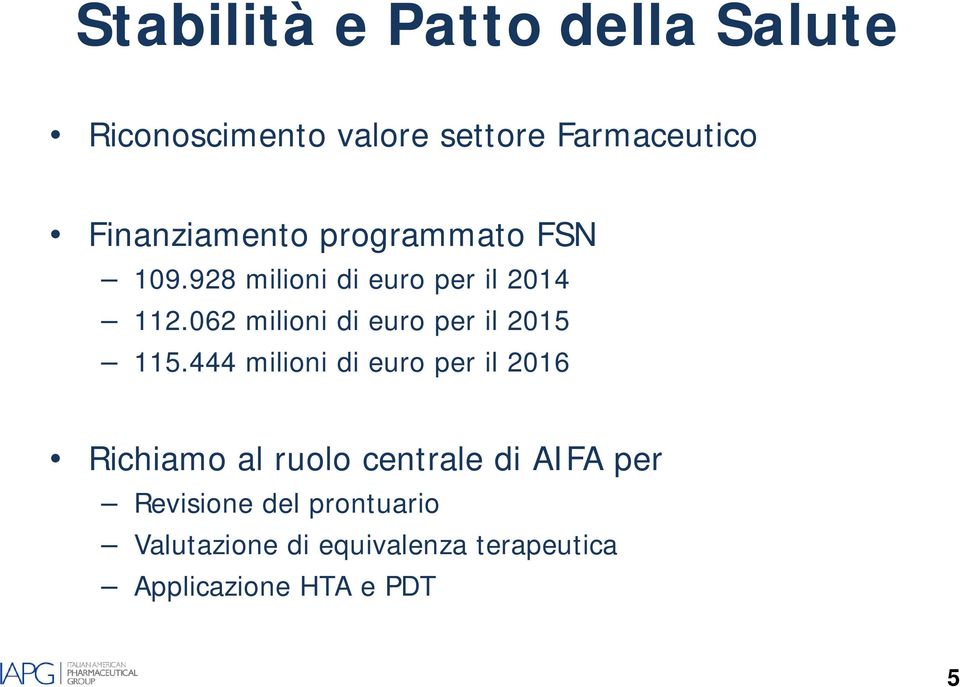062 milioni di euro per il 2015 115.