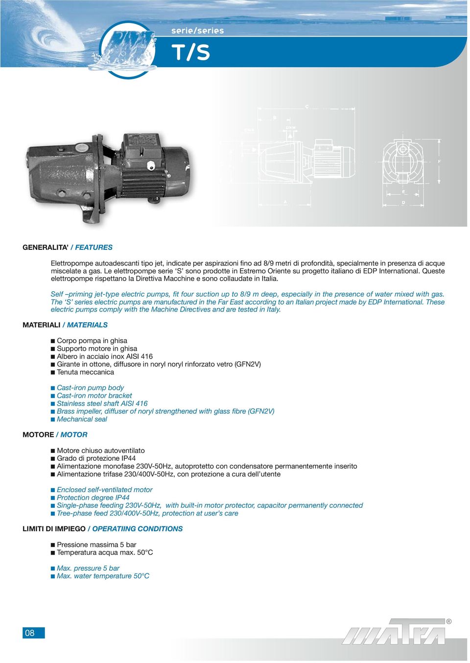 Self priming jet-type electric pumps, fit four suction up to / m deep, especially in the presence of water mixed with gas.