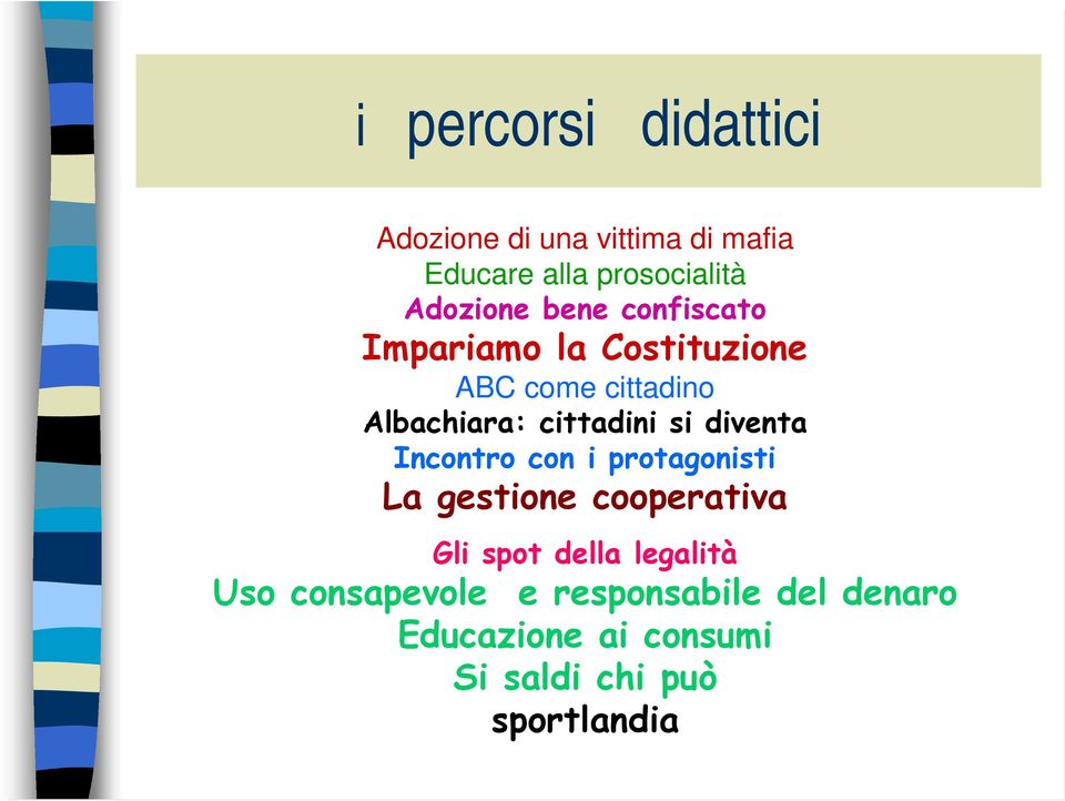 cittadini si diventa Incontro con i protagonisti La gestione cooperativa Gli spot della