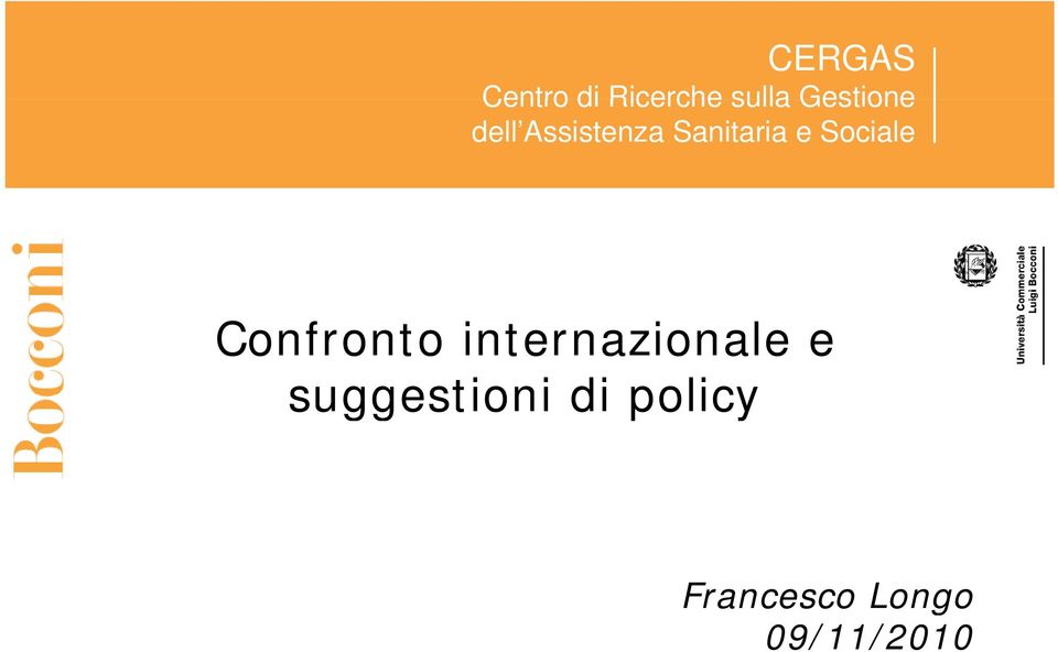 Confronto internazionale e suggestioni di