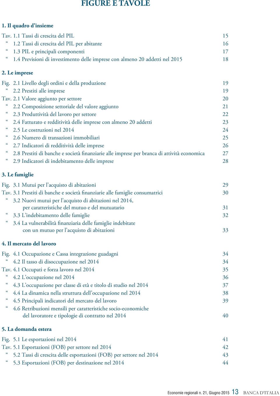 2 Composizione settoriale del valore aggiunto 21 2.3 Produttività del lavoro per settore 22 2.4 Fatturato e redditività delle con almeno 20 addetti 23 2.5 Le costruzioni nel 2014 24 2.