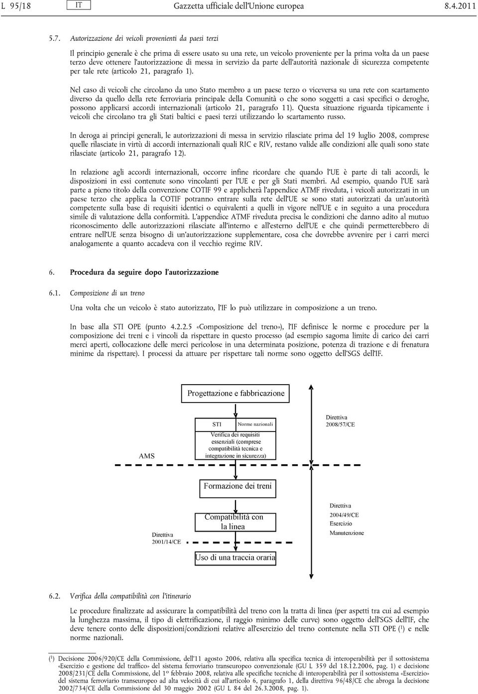 autorizzazione di messa in servizio da parte dell autorità nazionale di sicurezza competente per tale rete (articolo 21, paragrafo 1).