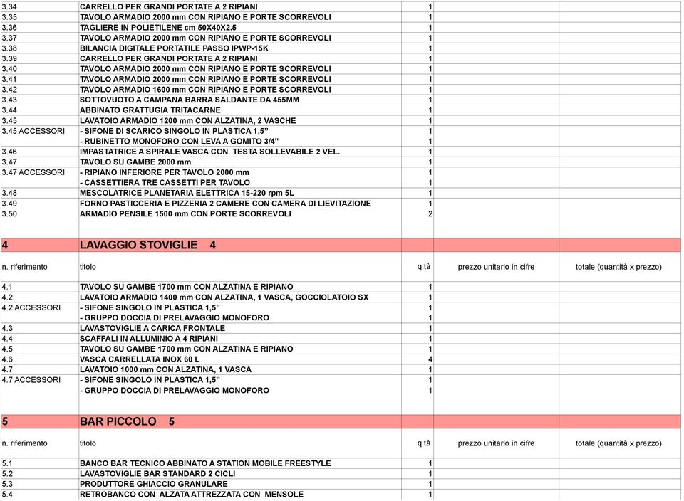 40 TAVOLO ARMADIO 2000 mm CON RIPIANO E PORTE SCORREVOLI 1 3.41 TAVOLO ARMADIO 2000 mm CON RIPIANO E PORTE SCORREVOLI 1 3.42 TAVOLO ARMADIO 1600 mm CON RIPIANO E PORTE SCORREVOLI 1 3.