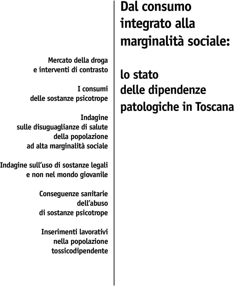 stato delle dipendenze patologiche in Toscana Indagine sull uso di sostanze legali e non nel mondo giovanile