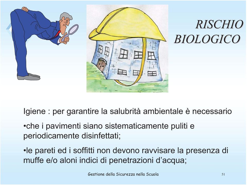 disinfettati; le pareti ed i soffitti non devono ravvisare la presenza di