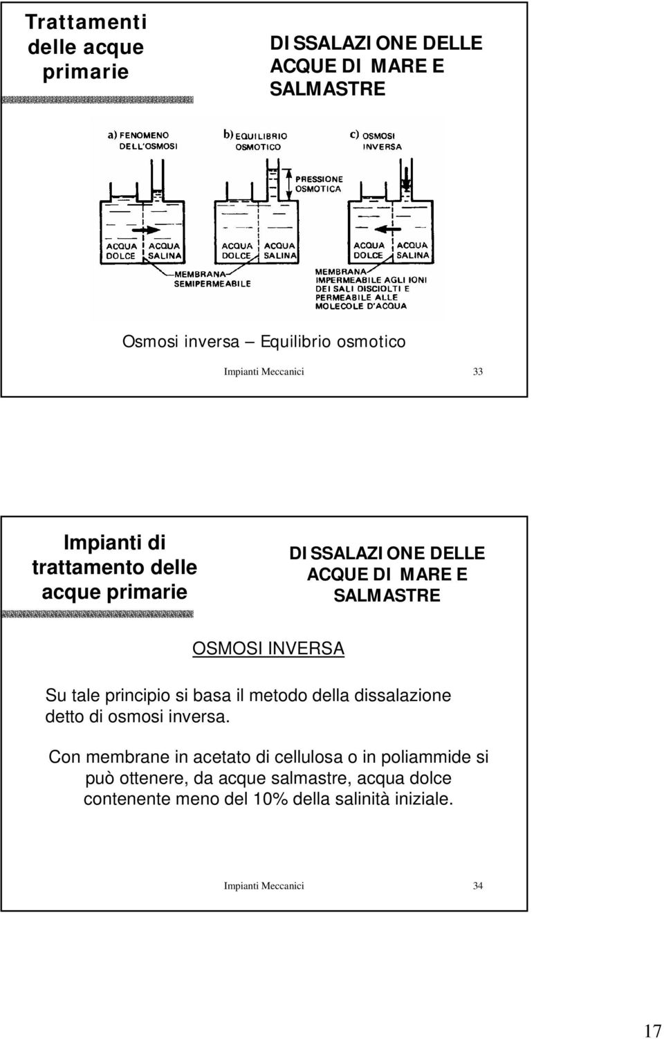 Con membrane in acetato di cellulosa o in poliammide si può ottenere, da acque