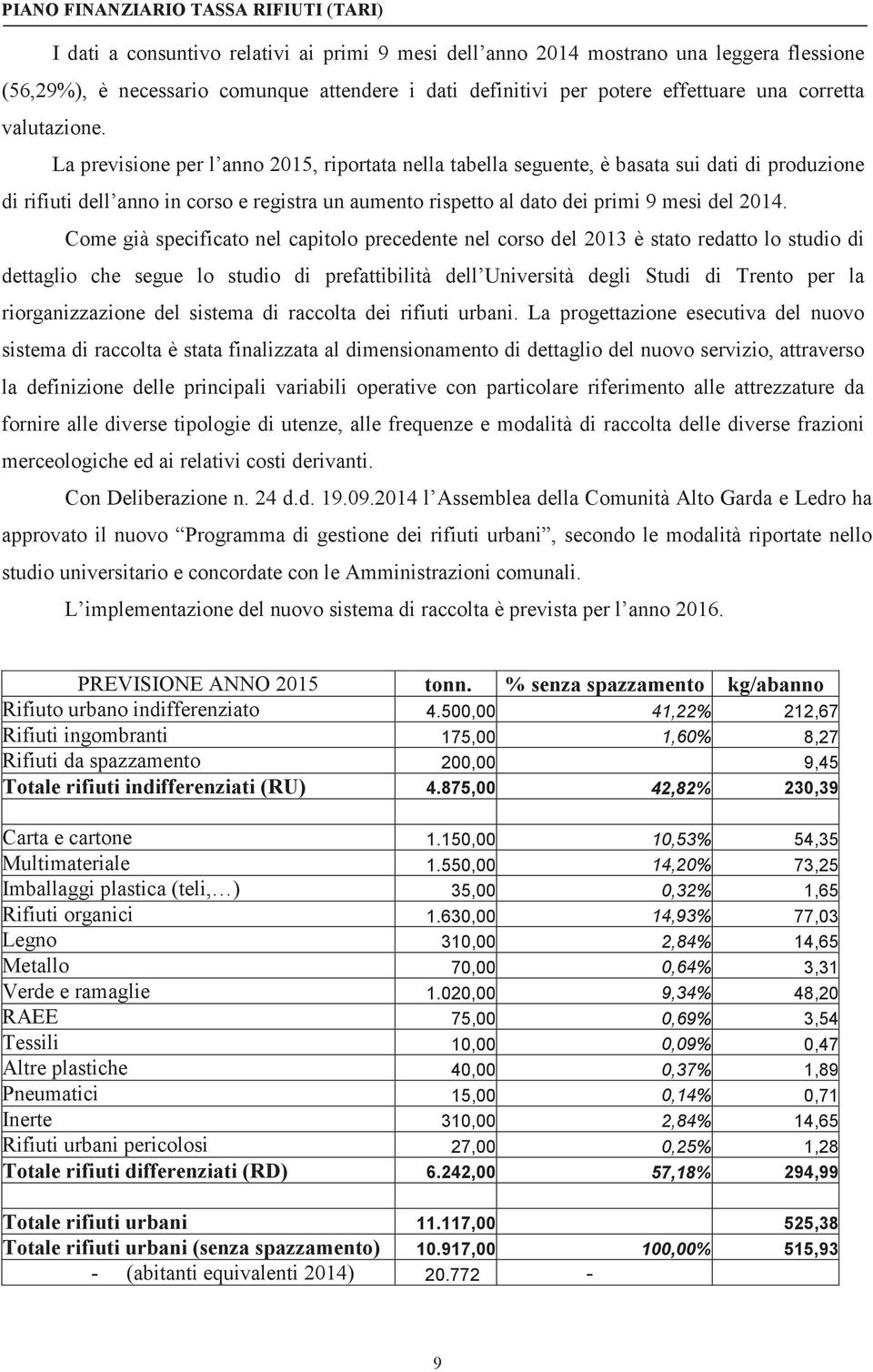 Come già specificato nel capitolo precedente nel corso del 2013 è stato redatto lo studio di dettaglio che segue lo studio di prefattibilità dell Università degli Studi di Trento per la