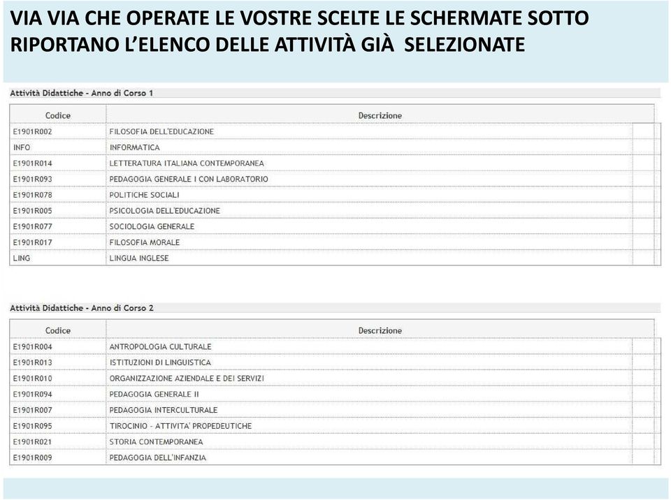 SOTTO RIPORTANO L ELENCO