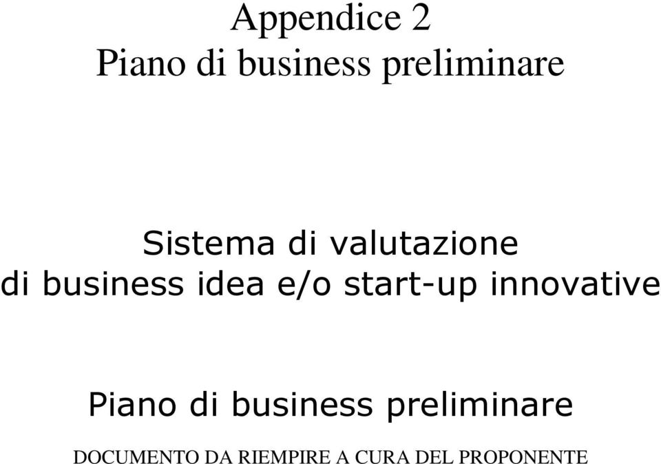 start-up innovative Piano di business