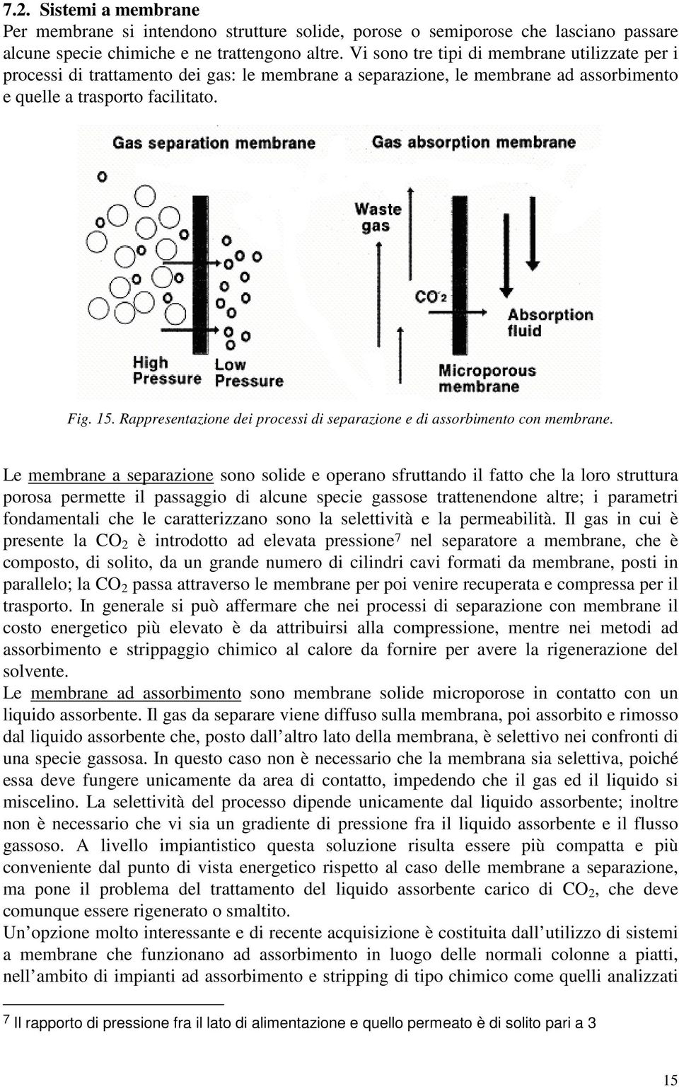 Rappresentazione dei processi di separazione e di assorbimento con membrane.
