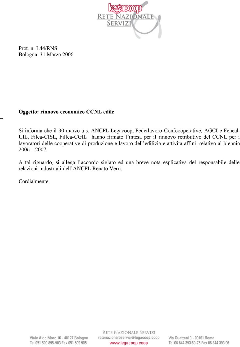 retributivo del CCNL per i lavoratori delle cooperative di produzione e lavoro dell edilizia e attività affini, relativo al biennio