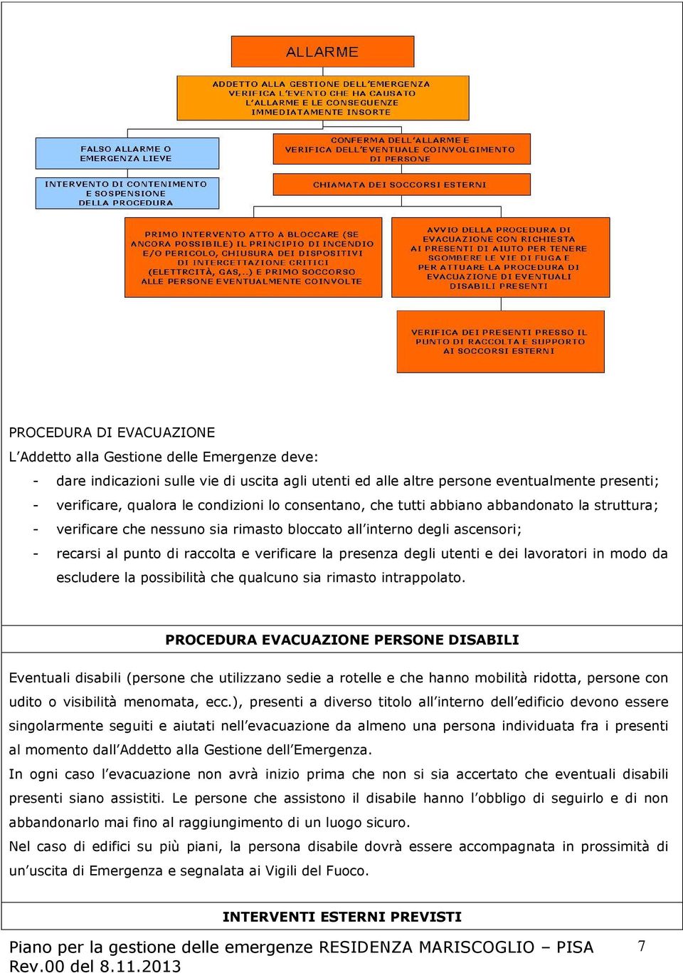 presenza degli utenti e dei lavoratori in modo da escludere la possibilità che qualcuno sia rimasto intrappolato.