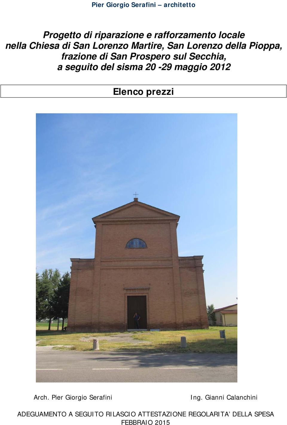 Secchia, a seguito del sisma 20-29 maggio 2012 Elenco prezzi Arch.