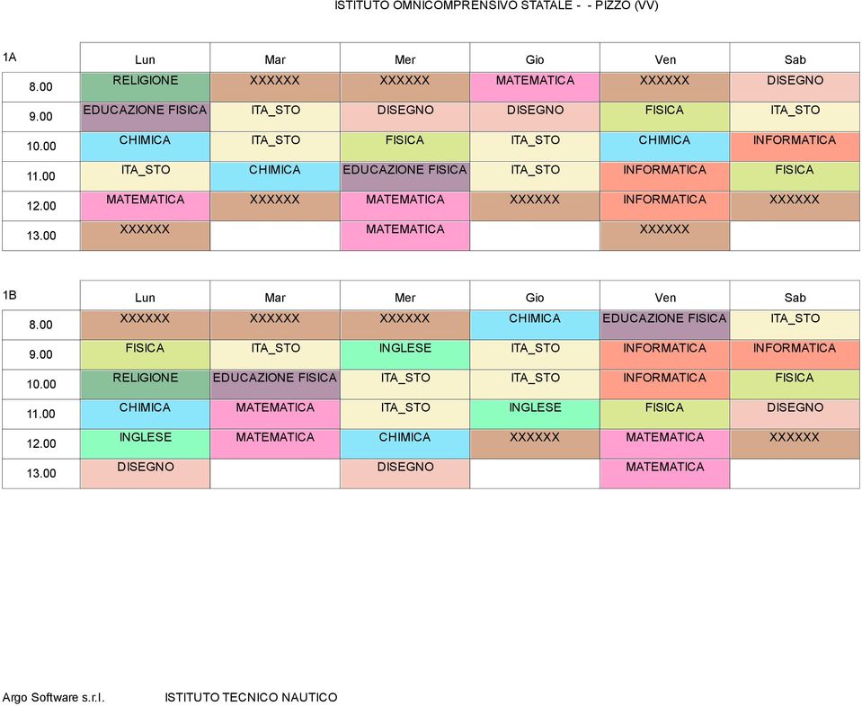 Mar Mer Gio Ven Sab CHIMICA EDUCAZIONE FISICA FISICA INGLESE INFORMATICA INFORMATICA RELIGIONE EDUCAZIONE FISICA