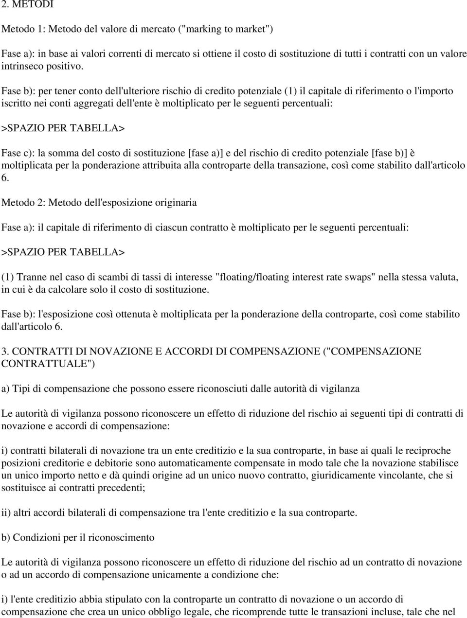 Fase b): per tener conto dell'ulteriore rischio di credito potenziale (1) il capitale di riferimento o l'importo iscritto nei conti aggregati dell'ente è moltiplicato per le seguenti percentuali: