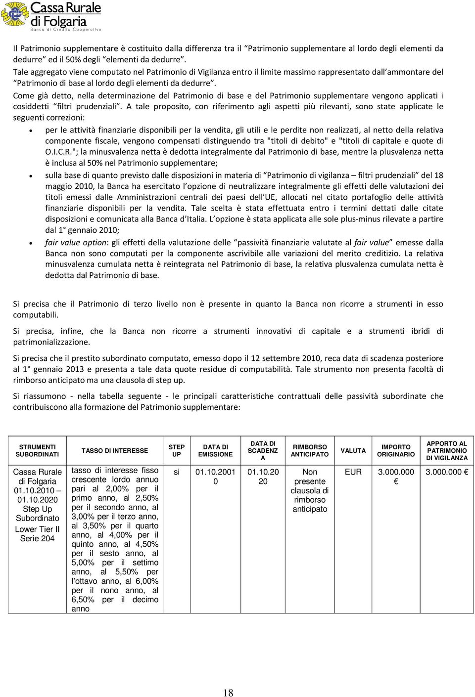 Come già detto, nella determinazione del Patrimonio di base e del Patrimonio supplementare vengono applicati i cosiddetti filtri prudenziali.