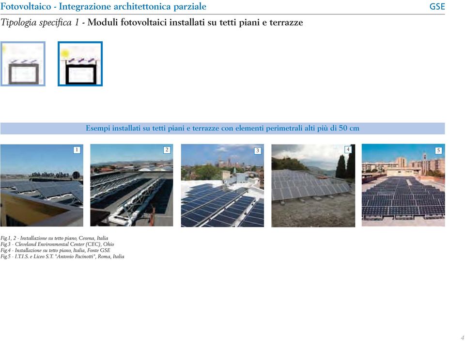 1, 2 - Installazione su tetto piano, Cesena, Italia Fig.