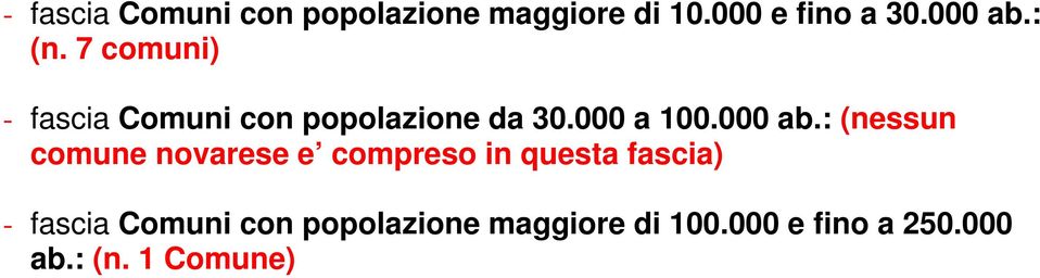 : (nessun comune novarese e compreso in questa fascia) - fascia Comuni