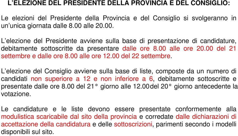 00 alle ore 12.00 del 22 settembre.