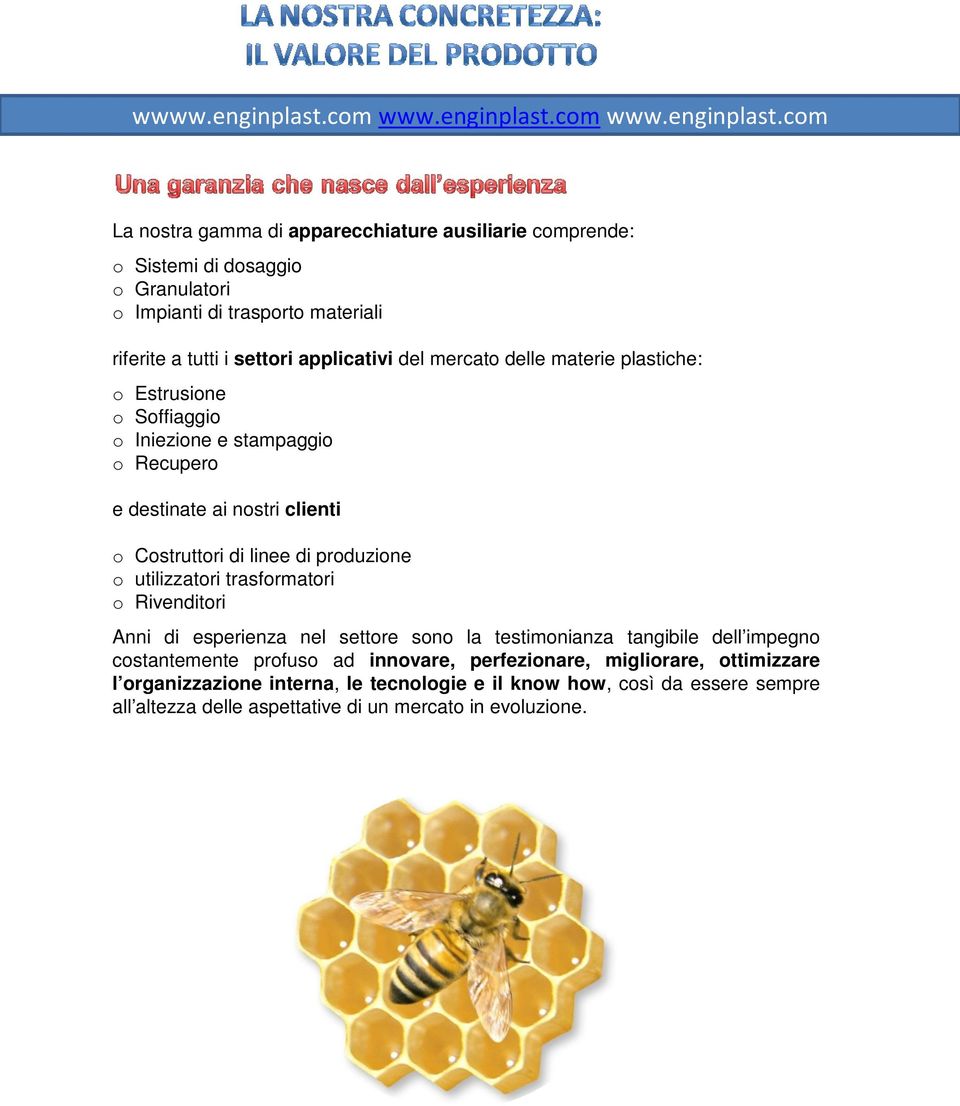 di produzione o utilizzatori trasformatori o Rivenditori Anni di esperienza nel settore sono la testimonianza tangibile dell impegno costantemente profuso ad