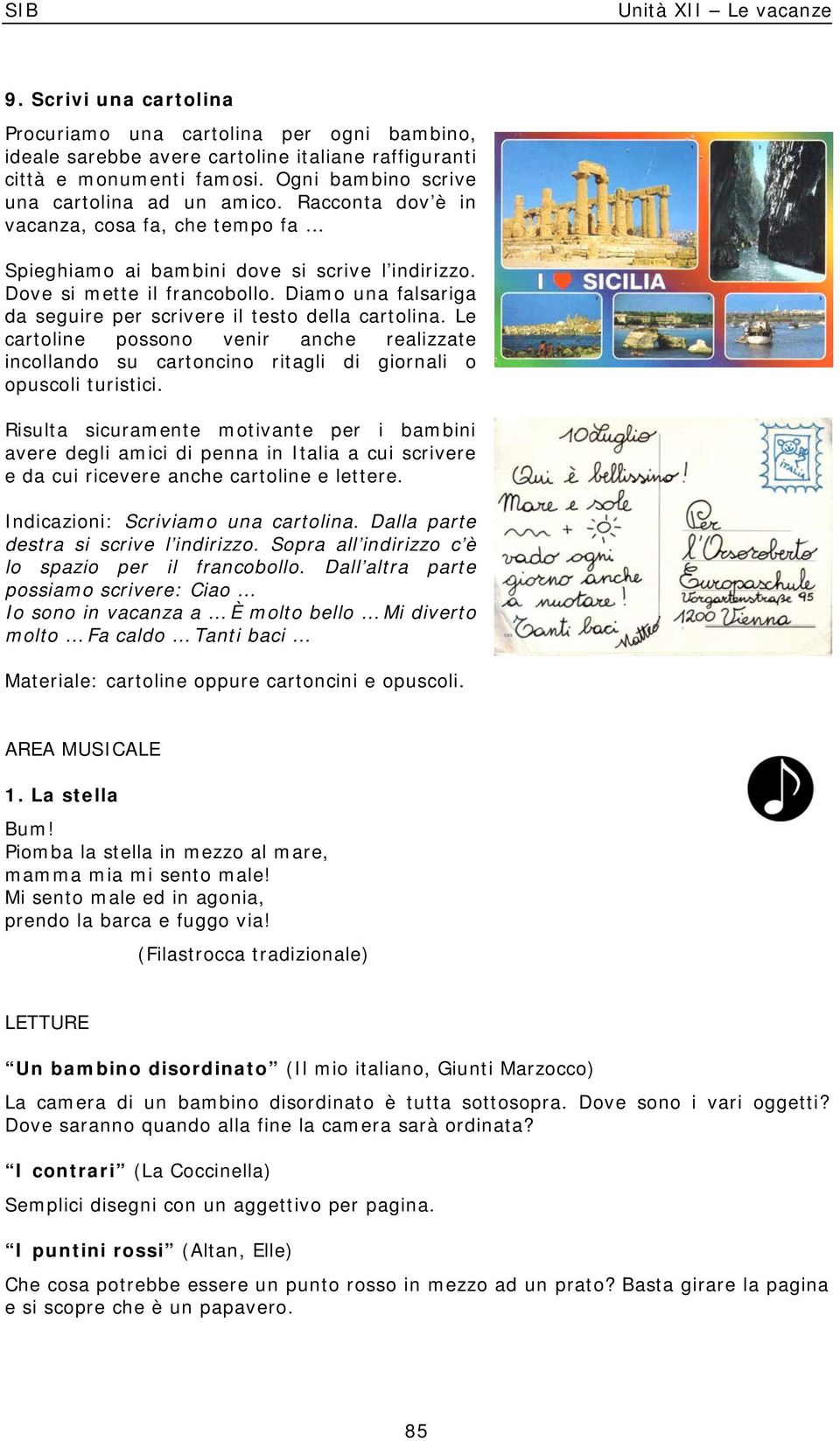 Le cartoline possono venir anche realizzate incollando su cartoncino ritagli di giornali o opuscoli turistici.