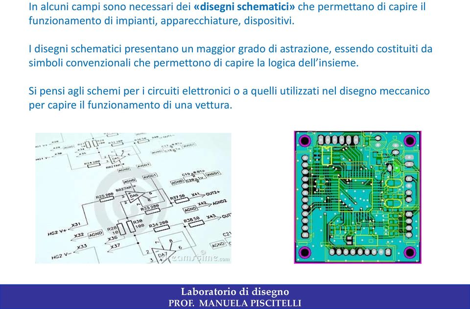 I disegni schematici presentano un maggior grado di astrazione, essendo costituiti da simboli convenzionali