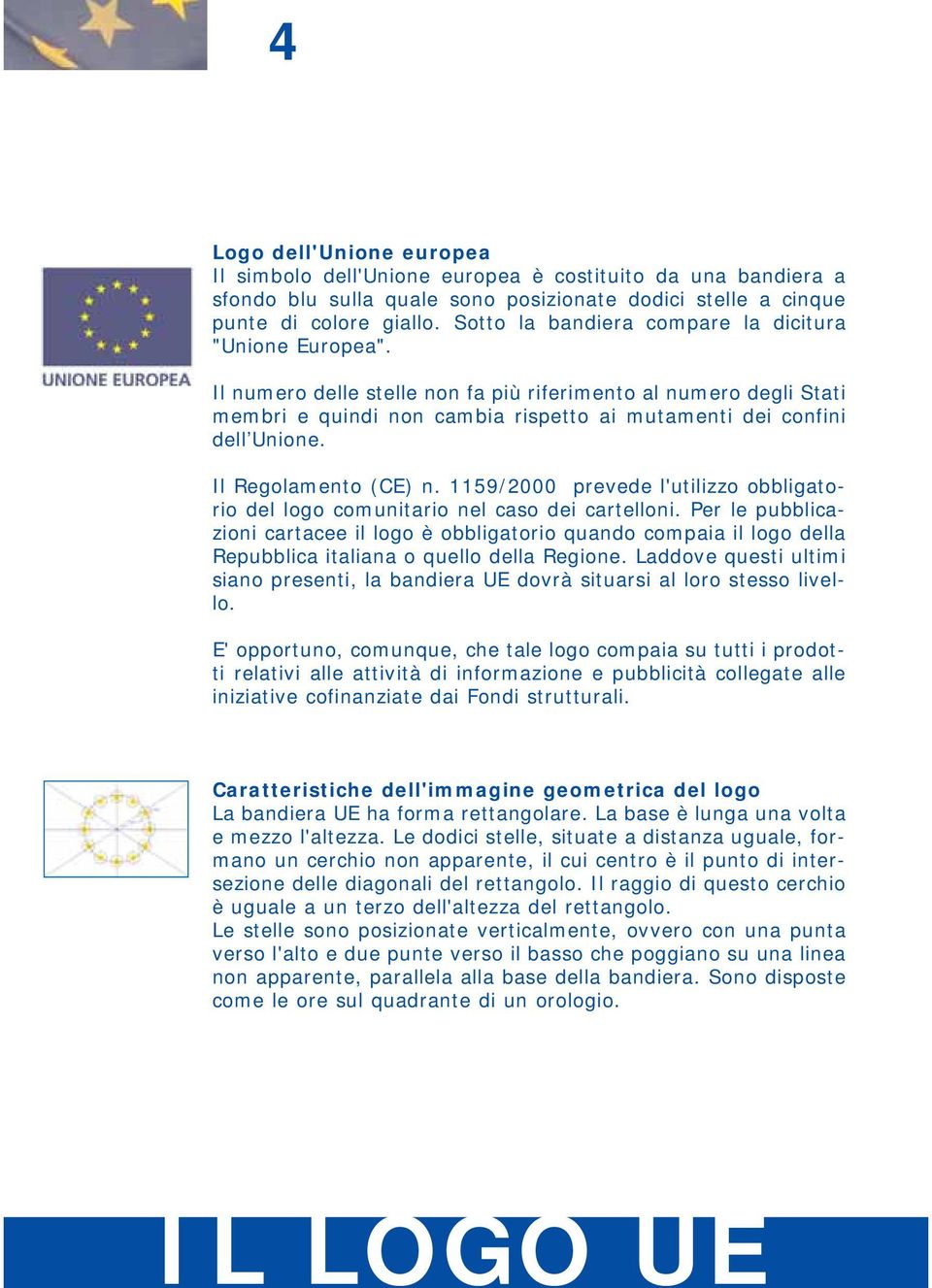 Il Regolamento (CE) n. 1159/2000 prevede l'utilizzo obbligatorio del logo comunitario nel caso dei cartelloni.