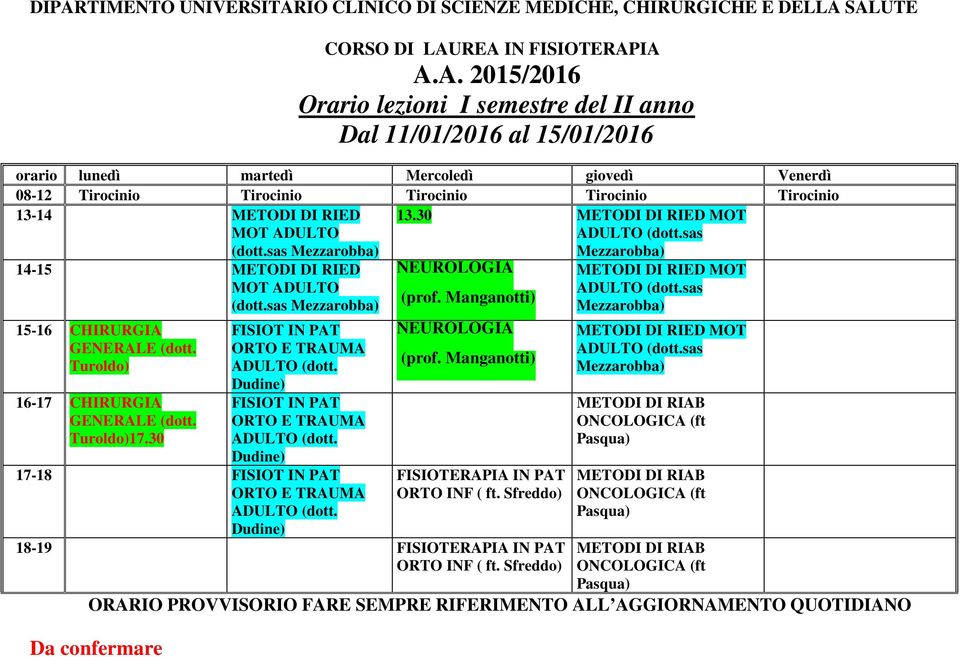 30 sas Mezzarobba) 14-15 (dott.sas Mezzarobba) 15-16 CHIRURGIA 17.