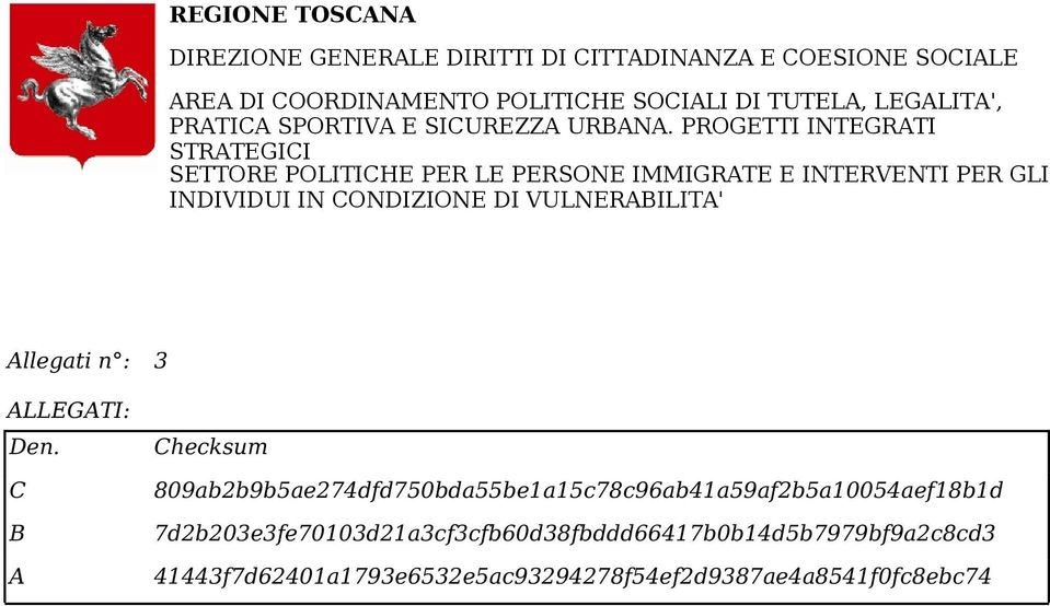 PROGETTI INTEGRATI STRATEGICI SETTORE POLITICHE PER LE PERSONE IMMIGRATE E INTERVENTI PER GLI INDIVIDUI IN CONDIZIONE DI VULNERABILITA'