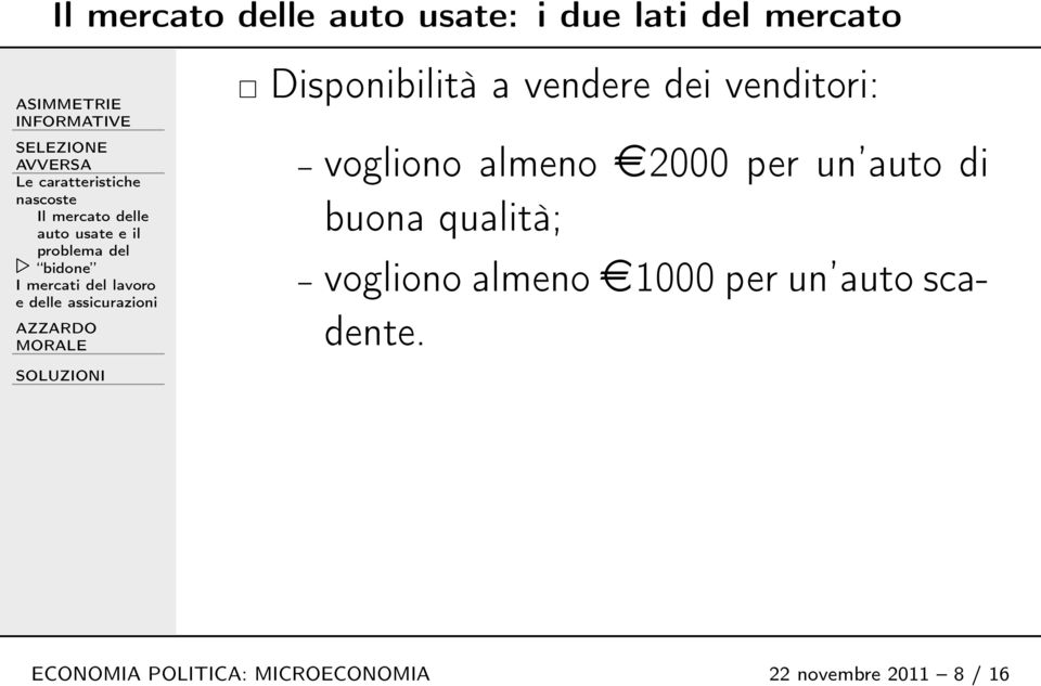 almeno 2000 per un auto di buona qualità; vogliono almeno 1000 per