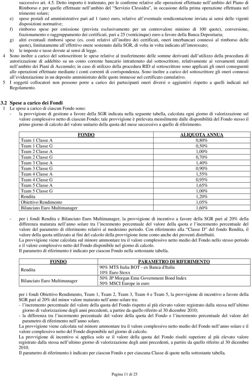 operazione effettuata nel trimestre solare; e) spese postali ed amministrative pari ad 1 (uno) euro, relative all eventuale rendicontazione inviata ai sensi delle vigenti disposizioni normative; f)