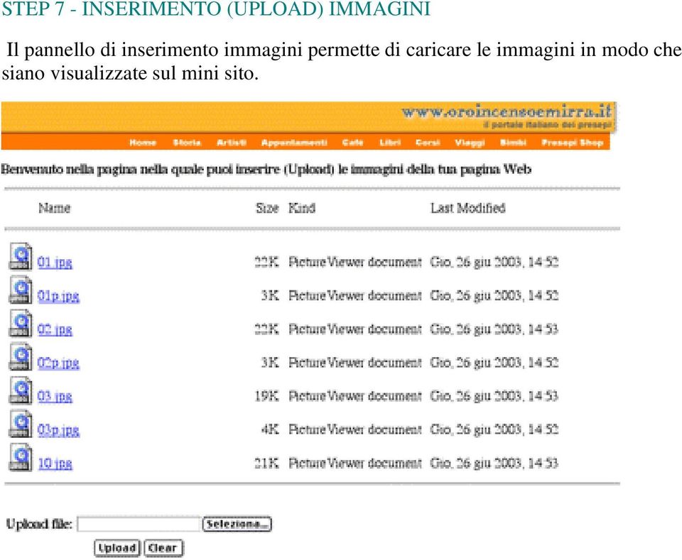 permette di caricare le immagini in