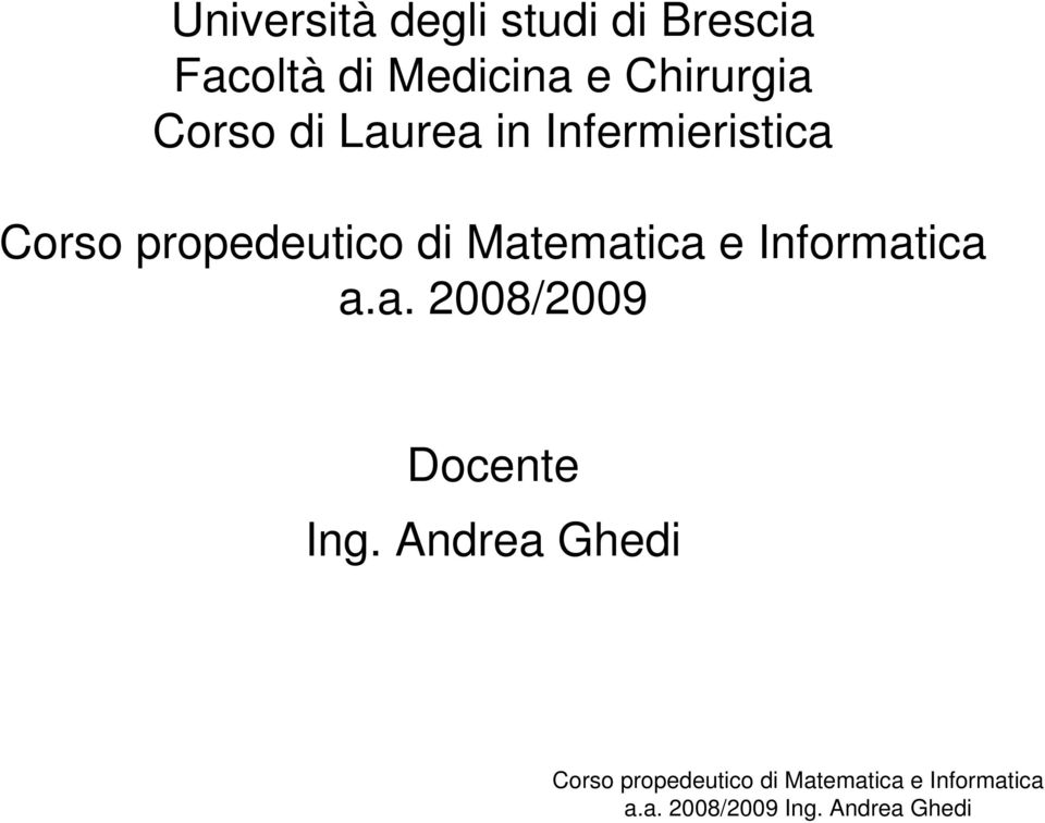 Corso di Laurea in Infermieristica