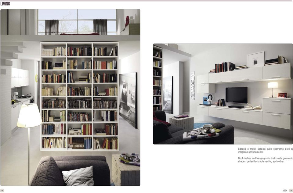 Bookshelves and hanging units that create
