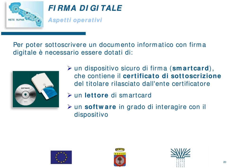 smartcard), che contiene il certificato di sottoscrizione del titolare rilasciato