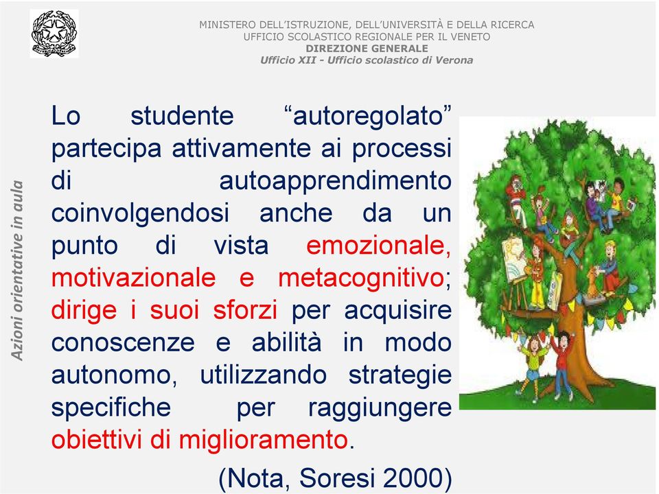 metacognitivo; dirige i suoi sforzi per acquisire conoscenze e abilità in modo autonomo,