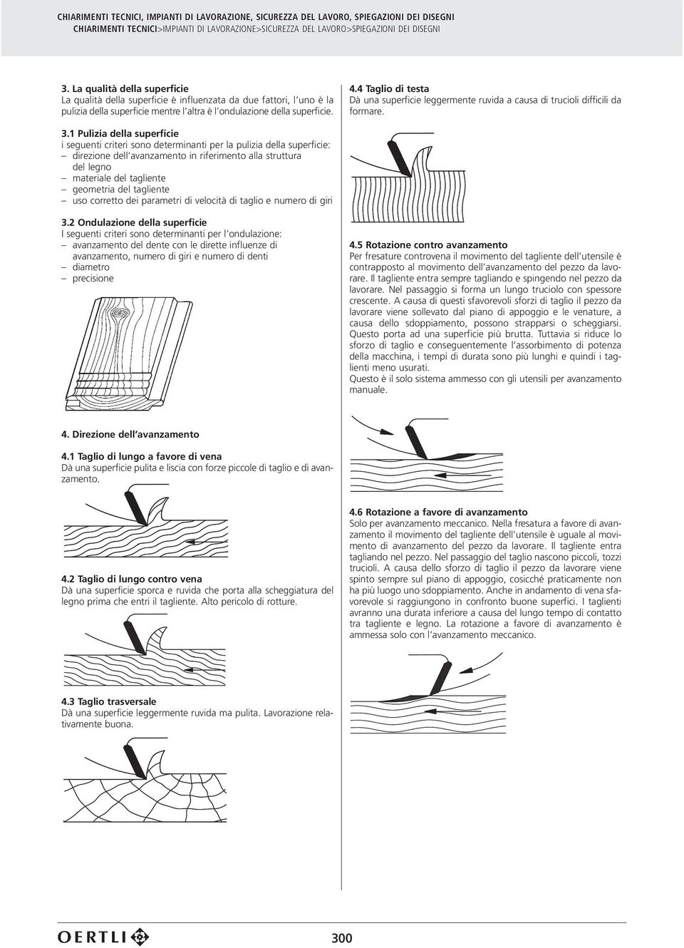 1 Pulizia della superficie i seguenti criteri sono determinanti per la pulizia della superficie: direzione dell avanzamento in riferimento alla struttura del legno materiale del tagliente geometria